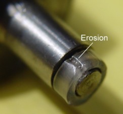 Eroded electrode