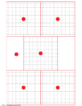Five 1cm dots on a centimter grid (CEP testing)